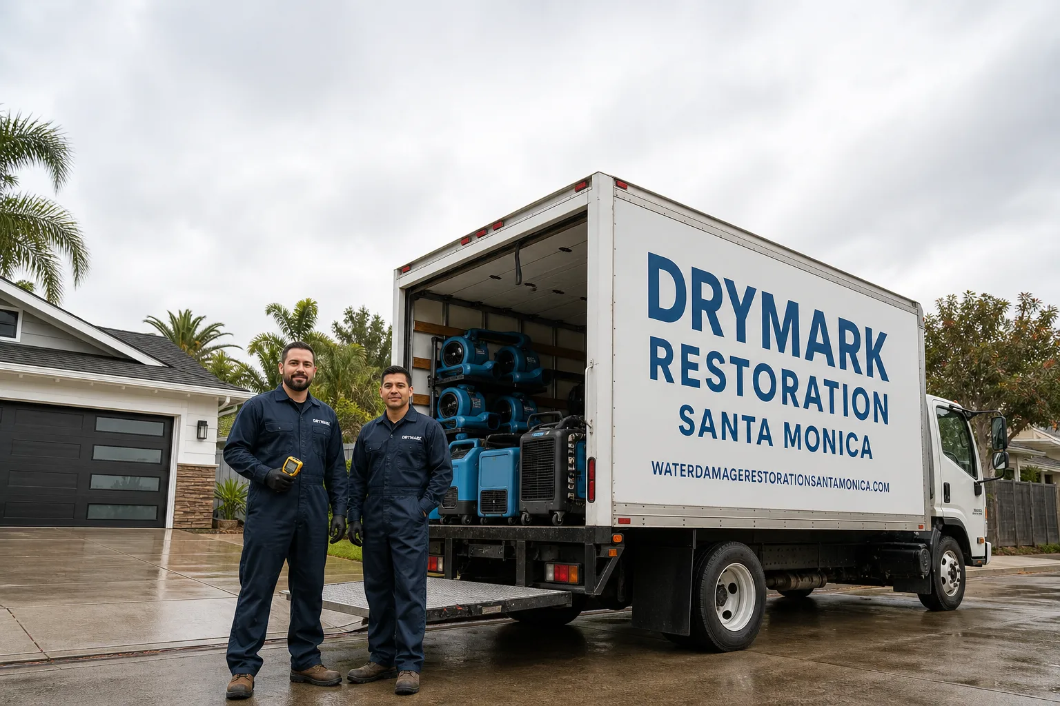 DryMark Restoration Santa Monica damage restoration service vehicle and crew in Santa Monica, CA